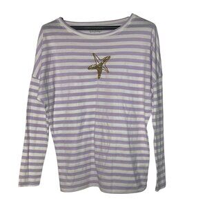 Lilly Pulitzer Striped Starfish Sequin Tapered Top Purple White Sz SM  47293
